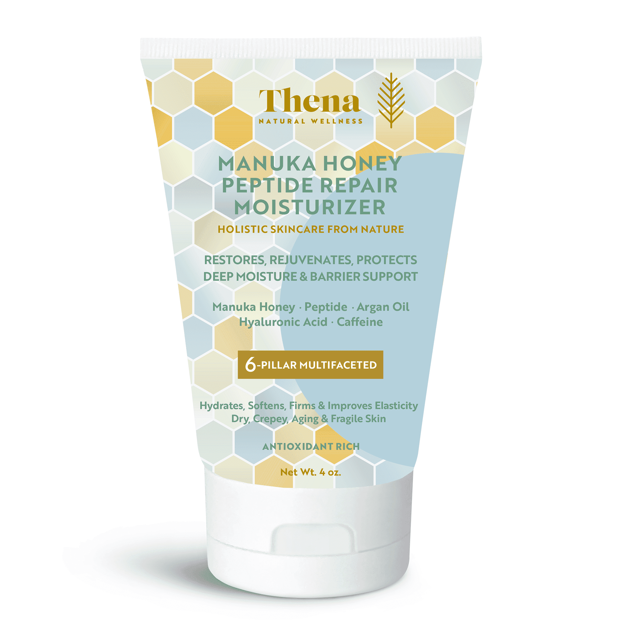 Thena Manuka Honey Cream Moisturizer with Hyaluronic Acid: Soothing, Hydrating & Repairing - Dry Skin Barrier Restoration Lotion for Hands, Face, Body - Natural, Anti-Aging Organic Skincare for Women