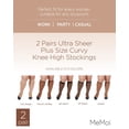 thumbnail image 2 of MeMoi Women's 2 Pair Pack Ultra Sheer Plus Curvy Knee Highs - Womens - Female, 3X-4X, French Coffee, 2 of 12
