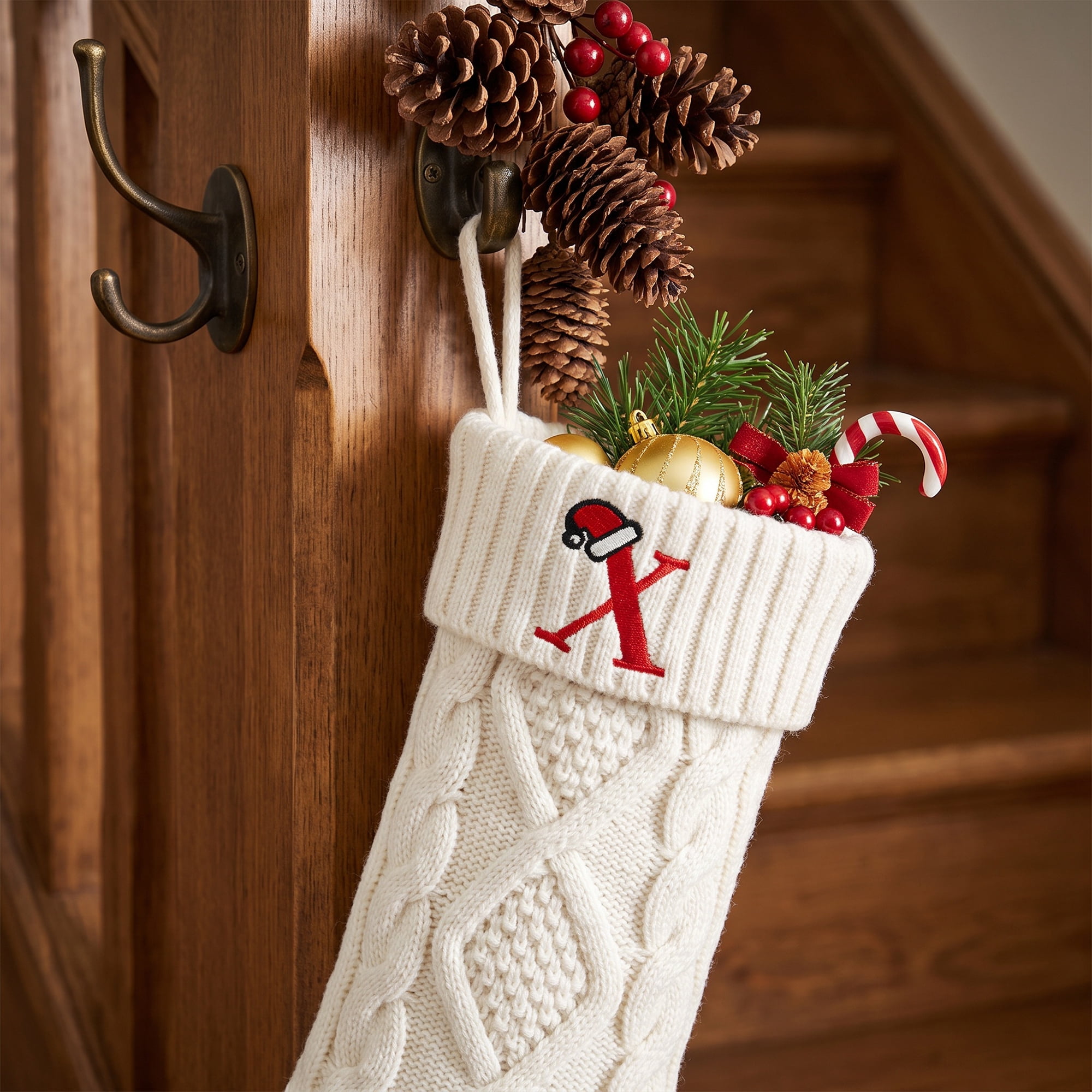 Unique Bargains Canine Bone Christmas Stocking Luxury Puppy Holiday Keepsake Sack Letter X 17"