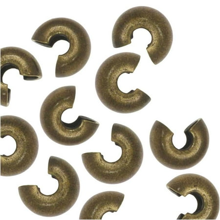 Antique Brass Crimp Bead - Crimp Bead Covers, Clamshell 4mm, 50 Pieces, Antiqued Brass