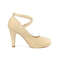 thumbnail image 3 of BLISSFUL STEP Escarpins à Talons Aiguilles à Plateforme à Brides Croisées pour Femmes Beige (Taille 6), 3 of 6