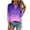 Purple, variant on 2025 New Fashion Plus Size Women's 3/4 Sleeve Solid Color Button Shirt Women's Loose T-shirt Top V-neck Top/Shirt Short Sleeve V-neck Top/Shirt