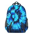 thumbnail image 3 of Blue and Black Tie Dye Pattern Backpack for School, Cute School Bag with Adjustable Shoulder Straps and Padded Back, 16.9"x12.6"x5.9", 3 of 5