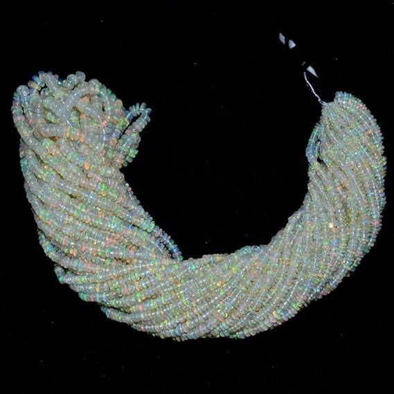 AAA+ Ethiopian Welo Opal Fire Gemstone 2mm-3mm Smooth Rondelle Beads | Natural Ethiopian Opal Gemstone Smooth Rondelle Beads | 16inch Strand For Jewelry Making Like Necklace , Bracelet , Earring .