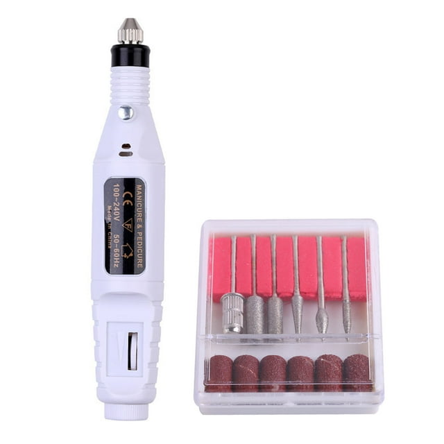 Kit de Vernis à Ongles Électrique 20000 RPM USB Stylo de Manucure Pédicure avec 6 Embouts pour Usage à Domicile Ou en Salon