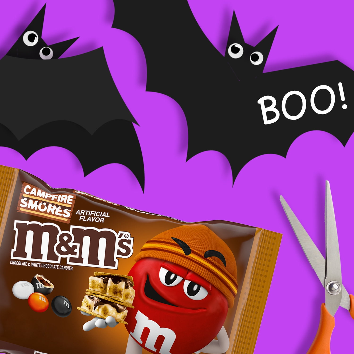M&M's Campfire Smores White and Milk Chocolate Halloween Candy - 7.44 oz