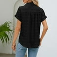 thumbnail image 4 of Women Button Down Shirt 2024 Summer Dressy Casual Work Tunic Tops Beach Loose Fitted Short Sleeve Going Out Blouse, 4 of 4
