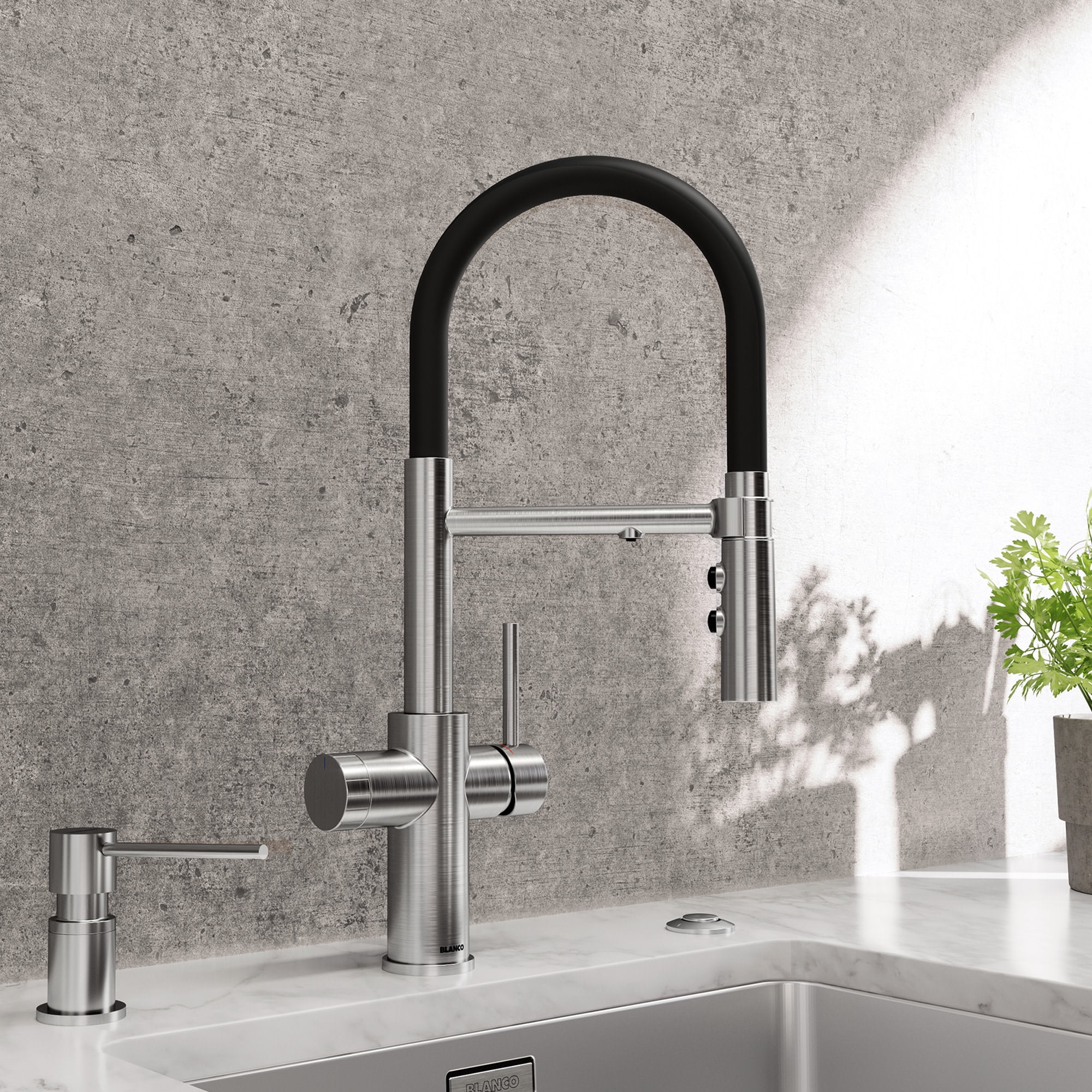 Blanco 402306 Lato Soap Dispenser, Chrome & Truffle