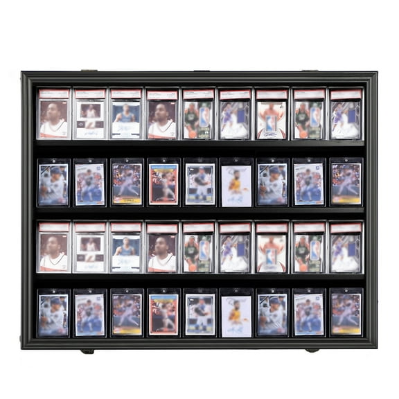 36 Graded Sports Card Display Frame - Baseball Card Display Case Lockable  Trading Card Collector Wall Display Holder For Basketball Football Hockey Cards, 98% UV Protection Acrylic,Black