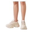 thumbnail image 3 of LUCKY STEP Chunky Sneakers for Women Fashion Platform White Leather Casual Dad Shoes,Beige, 3 of 5