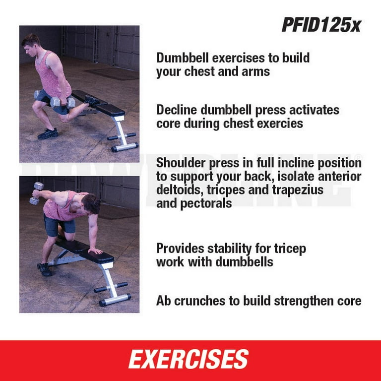 Body Solid PFID125X Powerline Flat Folding Home Gym Multi-Bench