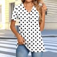 thumbnail image 6 of Jalioing Women's Short Sleeve Summer Tops Print V Neck Button Tunic Shirts Loose Casual Summer Blouses Clothes, 6 of 7