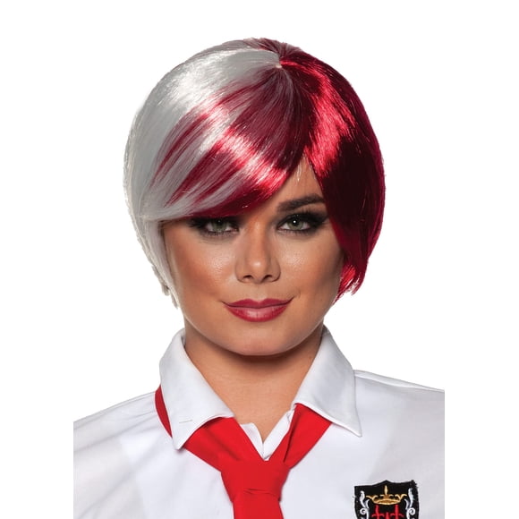 Peluca de cosplay UNDERWRAPS Crunchyroll Anime, color blanco y rojo, corta, Bob