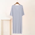 thumbnail image 3 of POIUYTR Women Summer Pajama T-shirt Dress Casual V Neck Short Sleeve Shift Pj Midi Dress Loose Fit Nightgown, 3 of 6