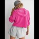 thumbnail image 5 of Sudadera Holgada Informal de Larga con Capucha para Mujer, Color Liso, Estilo Otoño Rosa Roja XL, 5 of 9