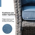 thumbnail image 5 of OC Orange-Casual 2-Piece Outdoor Patio Furniture Wicker Love-seat and Coffee Table Set, with Built-in Storage Bin, Grey Rattan, Navy Blue Cushions, 5 of 8