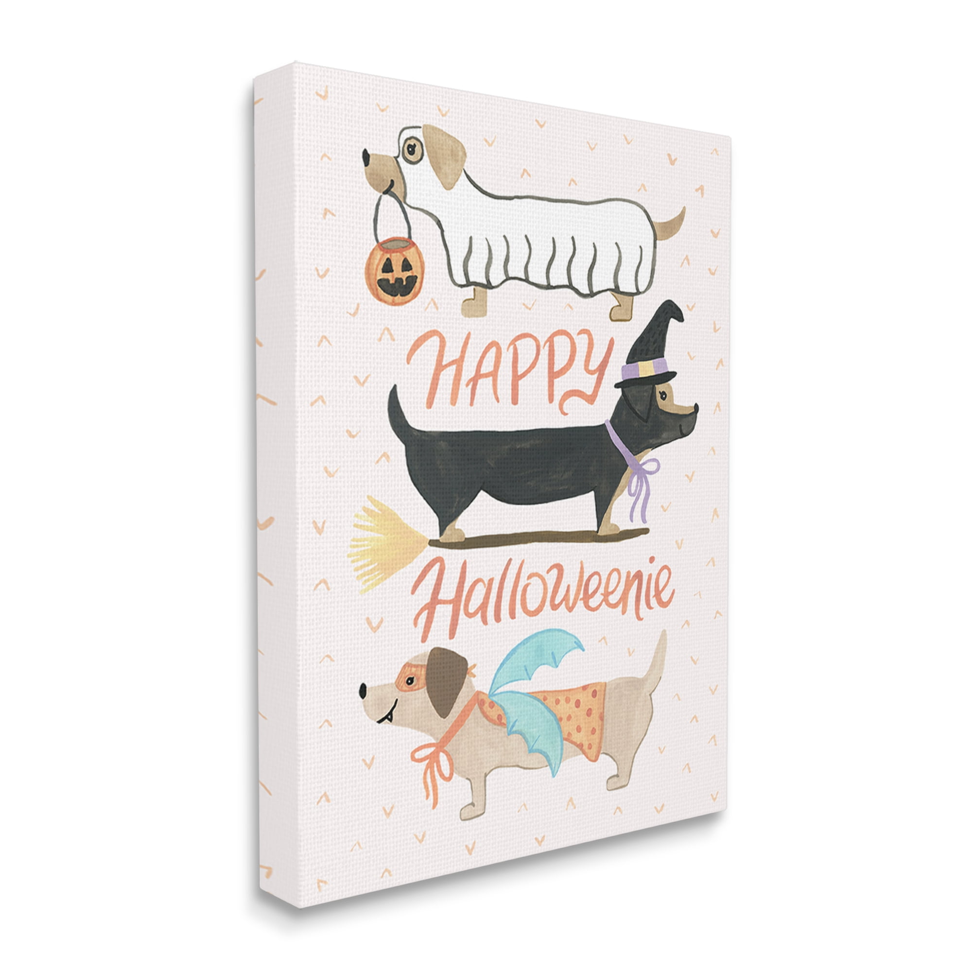 Happy Halloweenie Festive Dogs Wearing Cute Costumes Animals & Insects Graphic Art Gallery-Wrapped Canvas Print Wall Art