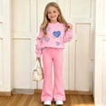 thumbnail image 3 of Kezqiaxn Lounge Sets for Girls 2 Piece Outfit Long Sleeve Printed Bowknot Casual Sweatshirts and Pants Winter Girls Sweatsuit Size 5-15, 3 of 9