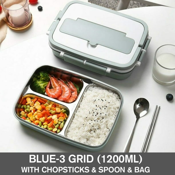 3/4Grid Stainless Steel Thermos Lunch Box Insulated Bento Bag Portable