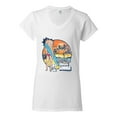 thumbnail image 2 of Wild Bobby Betty Boop Endless Summer Beach the Dog Betty Boop Women’s Standard V-Neck Tee, White, Small, 2 of 5