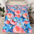 thumbnail image 2 of Homewish Pink Blue Daisy Queen Sheet Sets,Cute Cartoon Floral Flat Sheet,Kawaii Flower Queen Fitted Sheet For Girls Teens,Ultra Soft Home Decor,4-Piece, 2 of 7