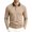 Khaki, variant on Men Contrast Rib Collar Long Sleeve Textured Shirt Three Button Placket Raglan Seam Slim Fit Breathable Knit Golf Business Casual Tops White S