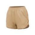 thumbnail image 2 of A2Y Women's High Waisted Real Pocket French Terry Short Khaki L, 2 of 3
