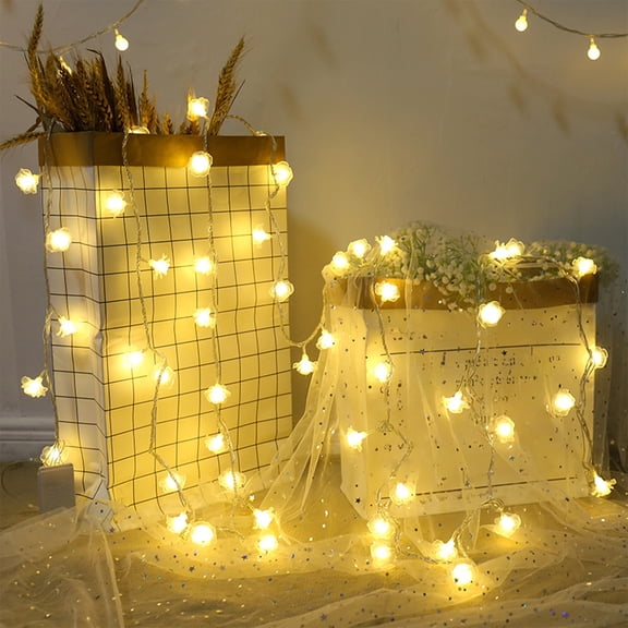 Tunhigl Sakura Flower String Lights - 5 ft 10 LED Battery Operated Fairy Lights for Bedroom, Garden, Party, Outdoor, and Cherry Blossom Nature Decor White