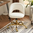 thumbnail image 1 of Ktaxon Office Desk Chair Adjustable Flannel Computer Task Chair Small Rolling Vanity Stool with Wheels for Study Make-up Dressing White, 1 of 6