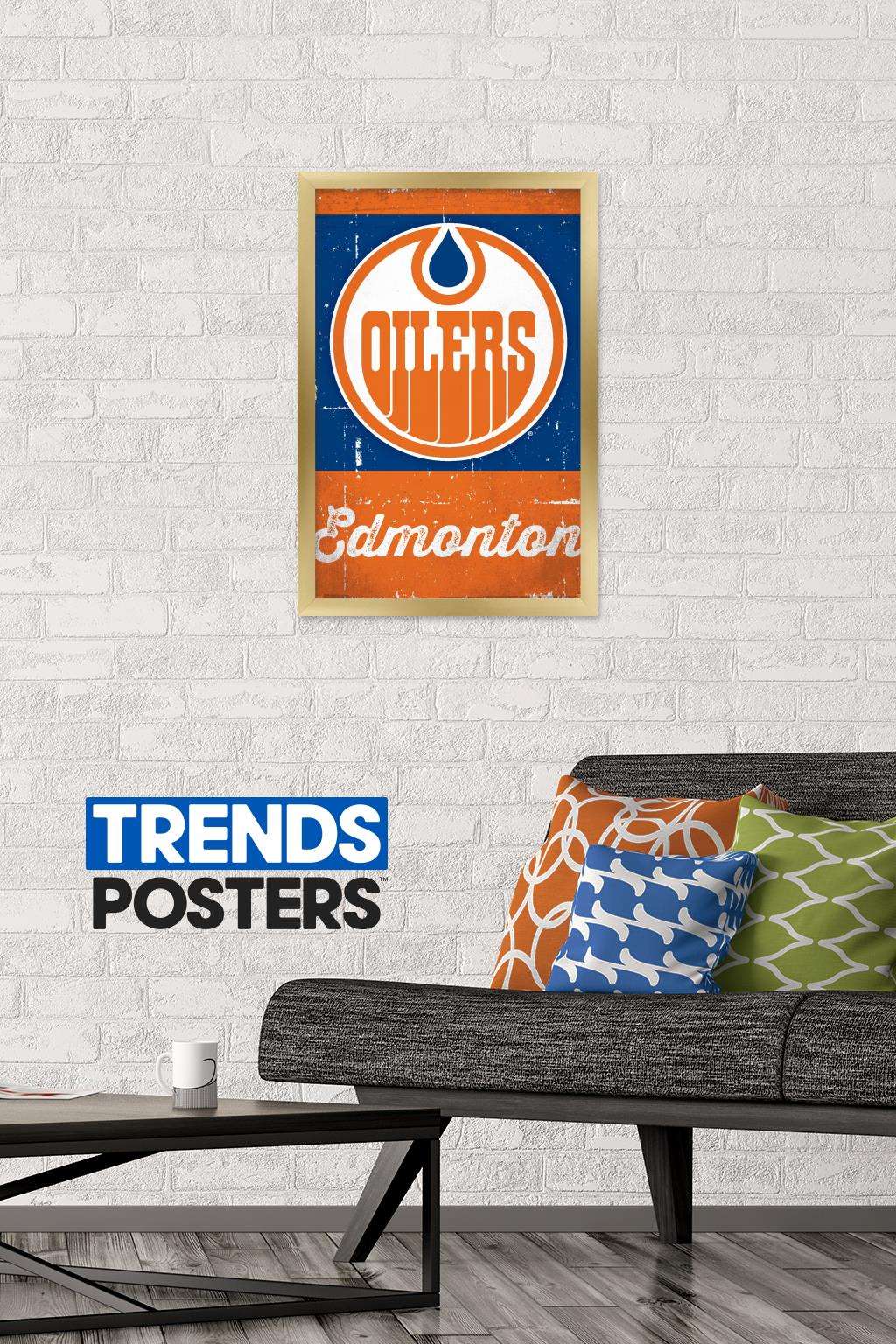 NHL Edmonton Oilers - Retro Logo 13 Wall Poster, 14.725" x 22.375", Framed