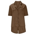 thumbnail image 6 of Yuzhih Womens Silk Satin Pajamas Set Short Sleeve Sleepwear Button down Loungewear 2 Piece Pjs Shorts Set, 6 of 6