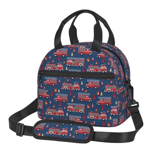 Balery Fire Truck 1 Bolsa de Almuerzo Impresa, Caja de Almuerzo Reutilizable, Bolsa Térmica Aislada para Almuerzo, Bolsa Antiderrames