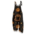 thumbnail image 3 of HAJWOH Halloween Plus Size Boho Overalls for Women Halloween Print Hippie Cloth Floral Printed Jumpsuits Spaghetti Strap Rompers(Black,S), 3 of 6