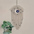 thumbnail image 4 of Ilios Innova | Tapiz Colgante de Algodón Boho Ojo Turco Azul Tejido a Mano, Decoración de Pared, Beige con Detalles en Azul, Amuleto Protector para Hogar, Sala, Dormitorio., 4 of 9