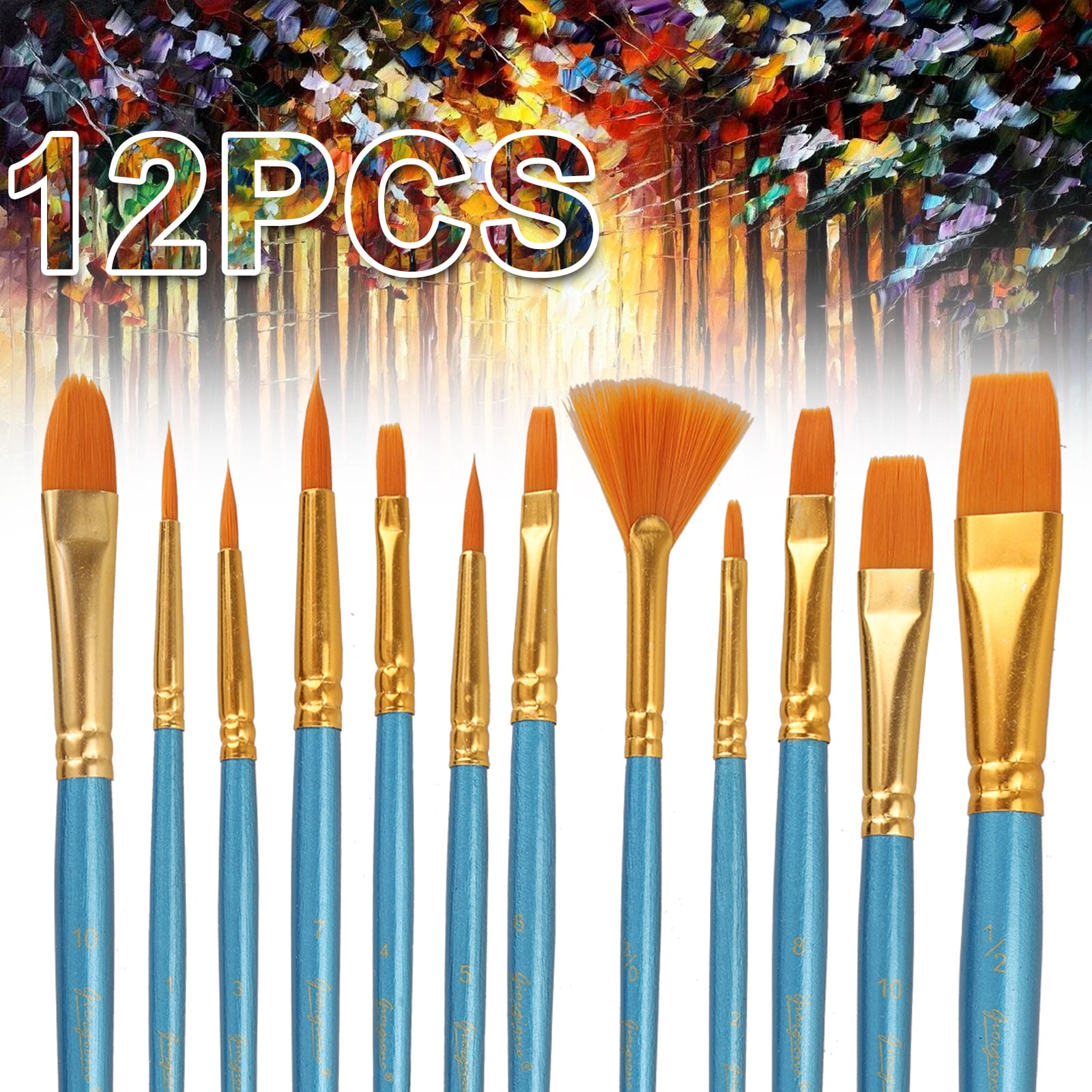 Acrylic Paint Brushes EEEkit Tip Artist Paintbrushes Nylon Hair Brushes for Oil Watercolor Painting, Face Body Model Paint, Nail Art, Miniature Detailing & Rock Painting -