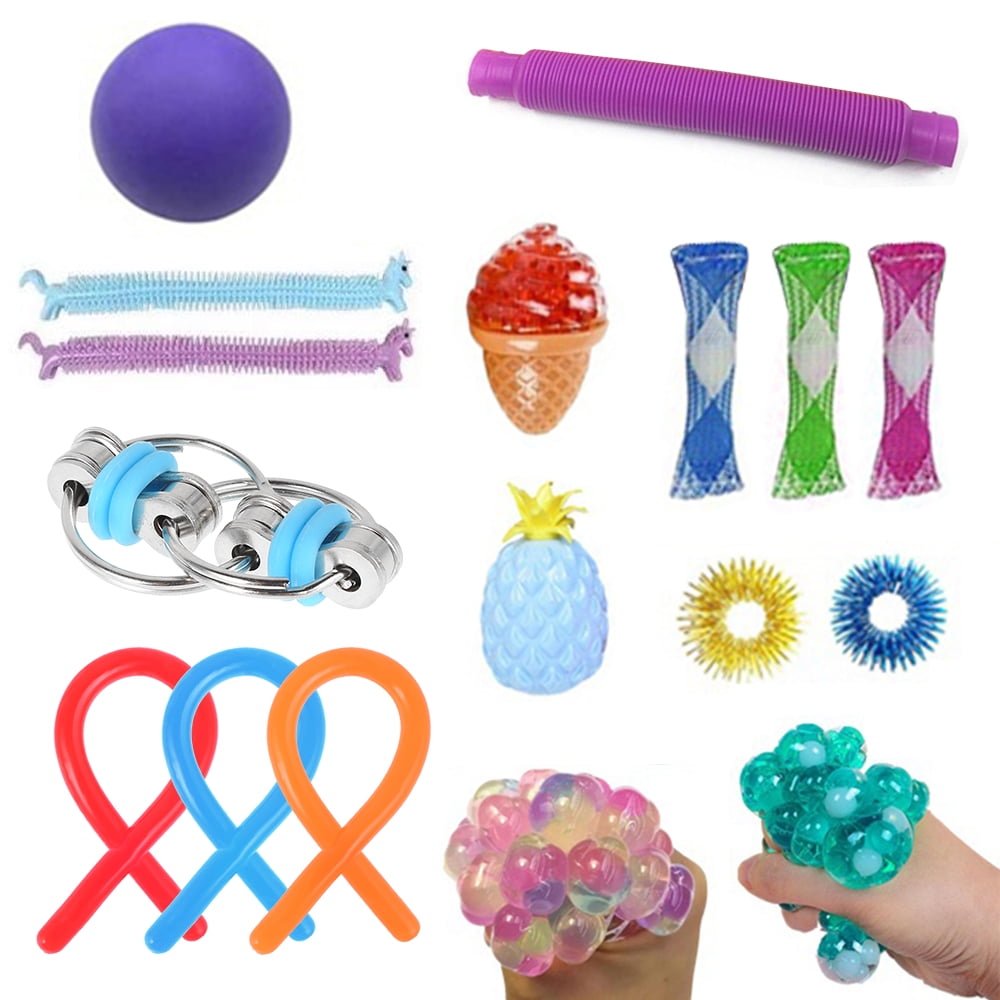 Fidget Toys Improve Focus Relieve Stress Marble Fidget Toys 16 Colors 16PCS-A 