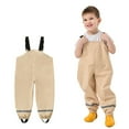 thumbnail image 2 of ZACPNCV Kids Waterproof Rain Pants with Suspenders Toddler Boys Girls Windbreaker Mud Pants Outerwear Bib Girls Bottoms Khaki 2-3 Years, 2 of 5