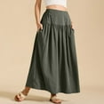 thumbnail image 4 of RUTAYY Women Pleated Flowy Long Skirts High Waist Maxi Skirt With Pocket Solid Color Flowy Swing Pleated Beach Skirts, 4 of 8