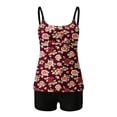thumbnail image 3 of qucoqpe Tankini Swimsuits for Women Fashion Floral Print Backless Spaghetti Strap Two Piece Modest Bathing Suits Summer Beach Swimwear with Shorts, 3 of 8