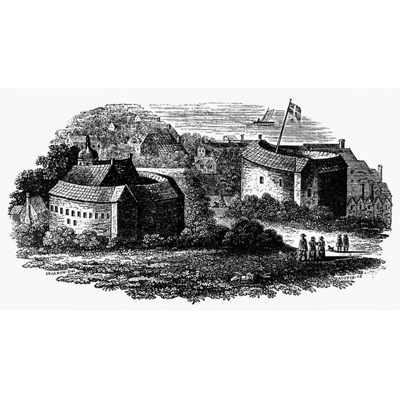The Globe Theatre, C1600. /Nthe Globe Theatre During Shakespeare'S Era, London, England. Line Engraving, 19Th Century. Poster Print by (18 x 24)