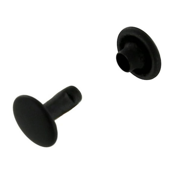 Double Cap Rivet, Black Matte, Solid Brass-LL (100 sets per bag), Multiple Sizes