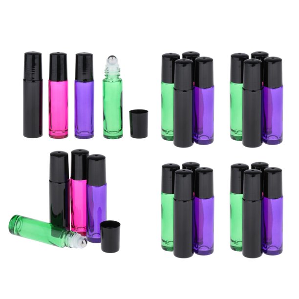 Paquete de 24 de vacías en rollo pa aceites esenciales - Rollo de color recgable en rollo - a granel - Paquete de 20 ml de Color SM SunniMix Botellas de rodillo recargables