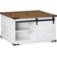 thumbnail image 4 of HOOBRO Farmhouse Coffee Table for Living Room with Single Sliding Barn Door Lift Top and Hidden Space White and Walnut WH80KF01G1, 4 of 12