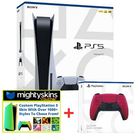 PlayStation 5 Disk Edition with PS5 Cosmic Red Dualsense Controller & MIGHTYSKINS VOUCHER Limited Bundle