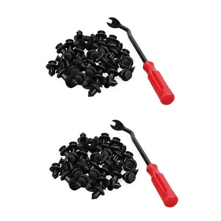 

80Pcs 10mm Push-Type Plastic Bumper Fender Flare Fastener Rivet Clips and 2 Remove The Buckle Tool