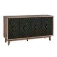 thumbnail image 6 of GZXS Vintage Buffet Cabinet with 4 Textured Pattern Doors, Antique Black Storage Sideboard with Solid Wood Legs, 60"L x 15.56"W x 32.28"H, 6 of 7