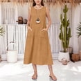 thumbnail image 2 of Linen Midi Dresses for Women Crew Neck Sleeveless Dress with Pockets 2026 Summer Beach Dresses Cover Ups Loose Fit Casual Spring Sundress Travel Vacation Outfits, 2 of 6