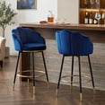 thumbnail image 6 of Hausfame Modern Velvet Swivel Bar Stools Blue (Set of 2), 6 of 8