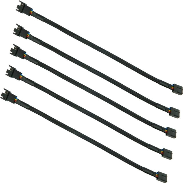 5 cables divisores de ventilador PWM de 4 pines, adaptador trenzado con funda, extensión de ventilador de computadora, PC, cable convertidor de fuente de alimentación, compatible con computadora, caja