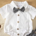 thumbnail image 6 of hoksml Unisex Baby Bodysuit and Suspender Shorts Set, Plaid Bow Tie Outfit, Infant Formal Summer Wear, 6 of 9